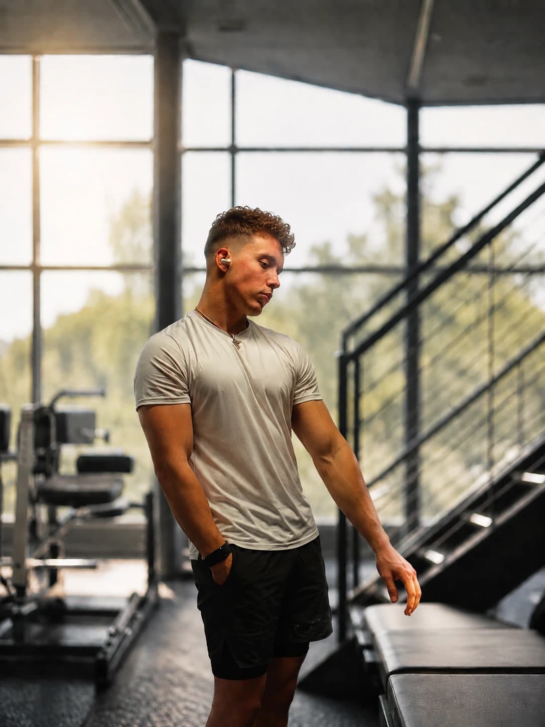 Vojtěch Bobek taking a mirror photo after a gym session.